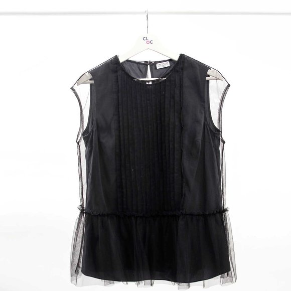 Brunello Cucinelli Organza Sleeveless  Blouse - Picture 1 of 3